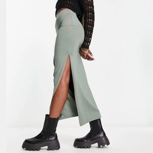 Bershka Ribbed Midi Skirt